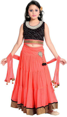 

Aarika Girls Lehenga Choli Ethnic Wear Self Design Lehenga, Choli and Dupatta Set(Black, Pack of 1)