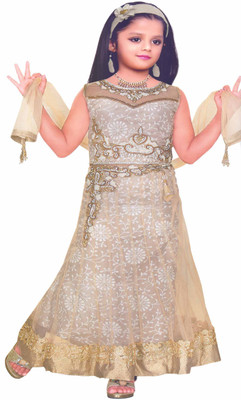 

Hey Baby Girls Lehenga Choli Ethnic Wear Embroidered Lehenga, Choli and Dupatta Set(Beige, Pack of 1