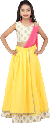 

K&U Girls Lehenga Choli Ethnic Wear Self Design Lehenga, Choli and Dupatta Set(Multicolor, Pack of 1), Green & grey