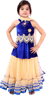 

Tiny Toon Girls Lehenga Choli Ethnic Wear Embroidered Lehenga, Choli and Dupatta Set(Blue, Pack of 1