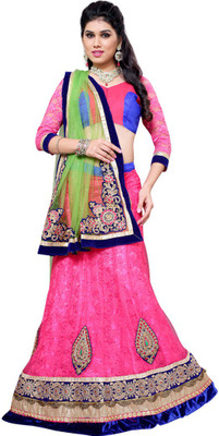 

Aasvaa Self Design Lehenga Choli(Pink, Light Green)