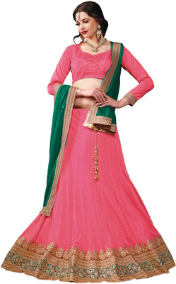 

Kanheyas Embroidered Lehenga, Choli and Dupatta Set(Pink