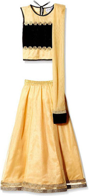 

Atayant Girls Lehenga Choli Ethnic Wear Self Design Lehenga Choli(Multicolor, Pack of 1, Gold & black