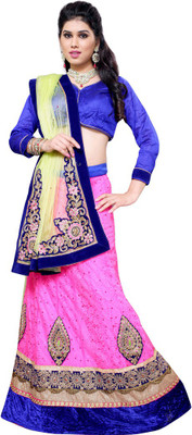 

Aasvaa Self Design Lehenga Choli(Pink, Light Green), Pink green