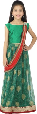 

Kay Girls Lehenga Choli Ethnic Wear Self Design Lehenga, Choli and Dupatta Set(Multicolor, Pack of 1), Bottle green;maroon