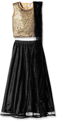 

Atayant Girls Lehenga Choli Ethnic Wear Self Design Lehenga Choli(Multicolor, Pack of 1, Gold & black