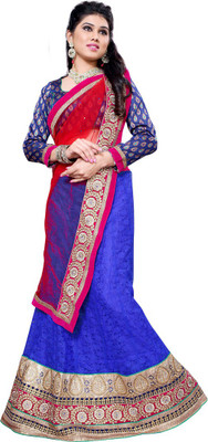 

Aasvaa Self Design Lehenga Choli(Blue, Red)