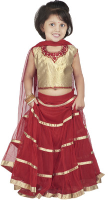 

BownBee Girls Lehenga Choli Ethnic Wear Embroidered Lehenga, Choli and Dupatta Set(Red, Pack of 1