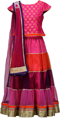 69% OFF on Peaches Girls Lehenga Choli Ethnic Wear Self Design Lehenga Choli(Purple, Pack of 1)