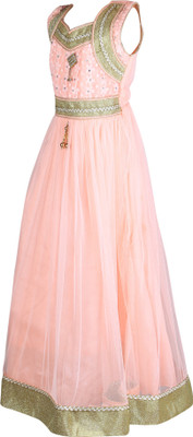 

Crazeis Girls Maxi/Full Length Party Dress(Orange, Sleeveless