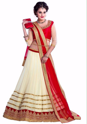 Vise Embroidered Semi Stitched Lehenga Choli(Multicolor)