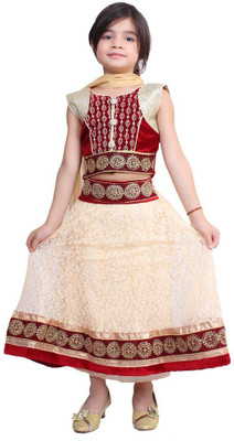 

Chutki Girls Lehenga Choli Ethnic Wear Embroidered Lehenga Choli(Beige, Pack of 1)