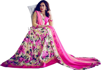 

Sitaram Brocade, Art Silk, Organza Embellished, Embroidered, Floral Print Multi-purpose Fabric(Un-stitched), Multicolor;pink