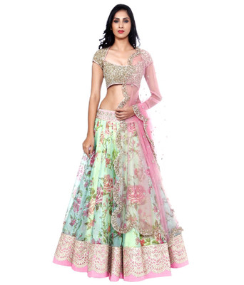 Shree Krishna Fashion Self Design Lehenga, Choli and Dupatta Set(Pink)