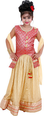 

Ishika Garments Girls Lehenga Choli Ethnic Wear Self Design Lehenga, Choli and Dupatta Set(Red, Pack of 1)