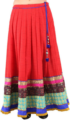 

ARYA The Design Gallery Self Design Women's Regular Red Skirt