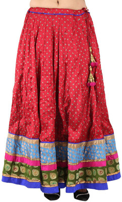 

ARYA The Design Gallery Printed Lehenga Choli(Maroon, Maroon bandhani gajji lehenga
