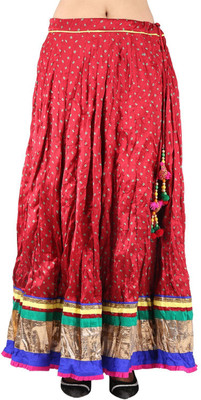 

ARYA The Design Gallery Printed Women's Regular Maroon Skirt, Maroon bandhani gajji lehenga