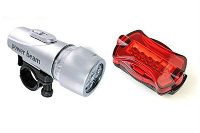 

Shrih Bicycle Headlight & Tail Light Kit LED Front Rear Light Combo(Sliver and Black), Multicolor