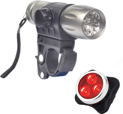 

Dark Horse Imported Bicycle 9 LED Aluminium Alloy Front Light & 3 LED 4 Mode USB Rechargeable Rear Light Combo LED Front Rear Light Combo(Grey, Red)