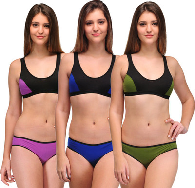 

Urbaano Sports Lingerie Set, Purple;blue & green