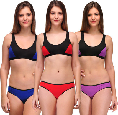 

Urbaano Sports Lingerie Set, Red;purple & blue