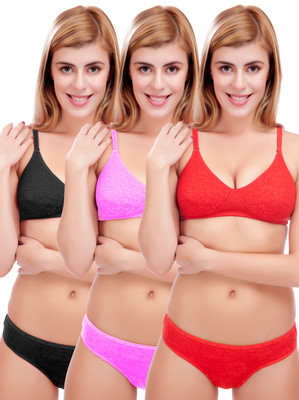 Selfcare Selfcare Set Of 3 Padded Bra & Panty Set Lingerie Set