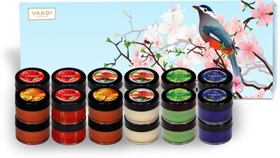 

Vaadi Herbals Premium 24 Lip Balm Gift Box (Assorted) Strawberry, Lychee, Mint, Orange, Blueberry(Pack of: 24, 240 g)