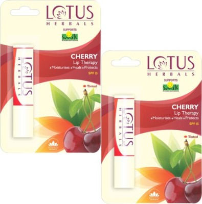 LOTUS HERBALS Cherry Lip Balm Natural(Pack of: 2, 4 g)