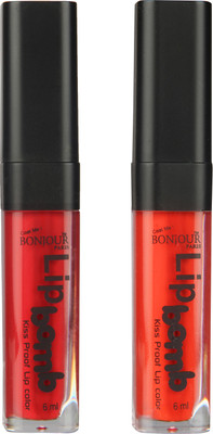 

Bonjour Paris Kiss Proof Pur Matte Lip Gloss(12 ml, Dark Red 07, Fire Orange 10)