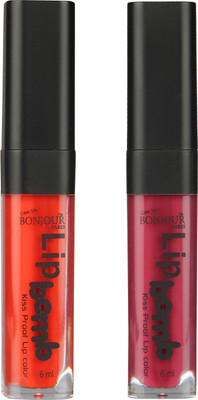 Bonjour Paris Kiss Proof Pur Matte Lip Gloss(12 ml, Fire Orange 10, Wine 12)
