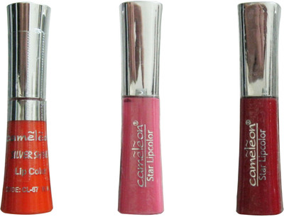 

Cameleon Star Lipgloss Combo Pack in Pink * Red & get Silver Shine in Orange color(15 ml, Pink, Red, Orange)