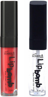 

Bonjour Paris Kiss Proof Pur Matte Lip Gloss(12 ml, Irresistble Pink 14, Top Coat 17)