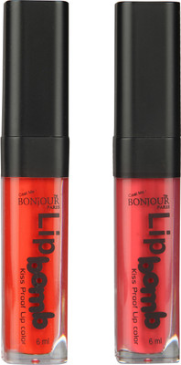 

Bonjour Paris Kiss Proof Pur Matte Lip Gloss(12 ml, Fire Orange 10, Irresistble Pink 14)