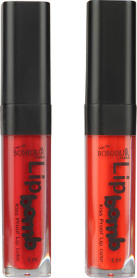 

Bonjour Paris Kiss Proof Pur Matte Lip Gloss(12 ml, Red 02, Fire Orange 10)