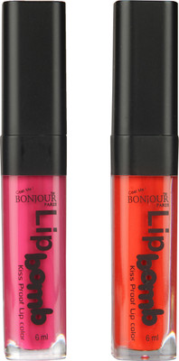 Bonjour Paris Kiss Proof Pur Matte Lip Gloss(12 ml, Fuchsia 09, Fire Orange 10)