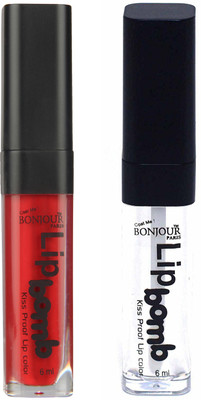 

Bonjour Paris Kiss Proof Pur Matte Lip Gloss(12 ml, Red 02, Top Coat 17)