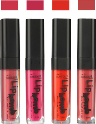 

Bonjour Paris Matte Lipstick(Nute-Fuchsia-Fire Orange-Wild Blush, 24 ml)