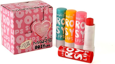 

Mars Rosy Lips Gloss 6h Continuous Moisture-4pc-With Free Mars Eye/Lip Liner Adbeni Accessories(3.8 g, Multi)