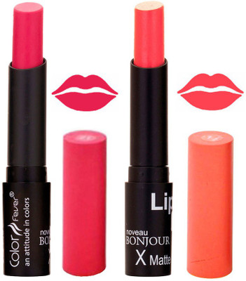

Color Fever Pink Creamy Matte Offer Lipstick Set-12-14(Pink, Peach, 7 g)