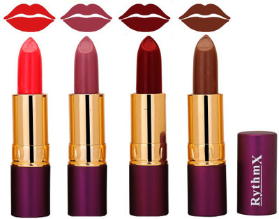

Rythmx Bright Red,Voilet Purpe,Maroon,Brown Lipstick Combo 5107(Multicolor)
