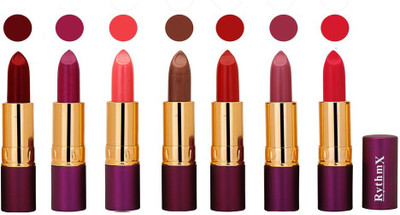 

Rythmx Premium Lipstick Combo (Pack of 7)(Maroon,Shimmer,Peach Pink,Copper Brown,Red,Voilet,Royal Pink)
