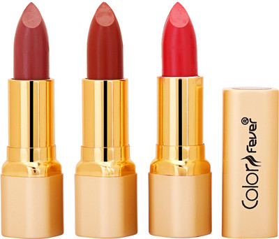 

Color Fever Non Transfer Premium Soft Matte Lipstick Set of 3 ( Mauve Dry Orange Red Colors) 058(Multicolor, 12.6 g)
