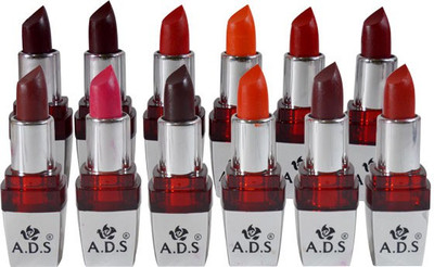 ADS Color Glow Lipstick Pack of 12(A, 4 g)