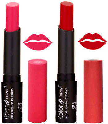 

Color Fever Pink Creamy Matte Offer Lipstick Set-12-18(Pink, Red, 7 g)