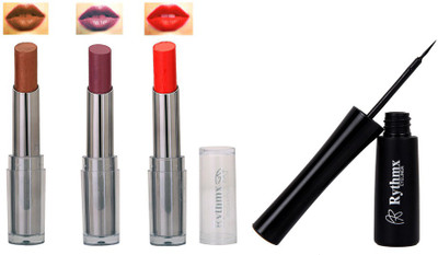 

Rythmx Super Matte Lipstick With Long Stay Black Eyeliner 1602(Orange)