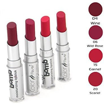 

Color Fever Lipstick Bomb Combo(Wine, Wild Rose, Garnet, Scarlet, 16 g)