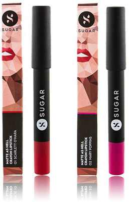 

Sugar MATTE AS HELL CRAYON LIPSTICK 01 SCARLETT O'HARA (RED) + 02 MARY POPPINS (FUCHSIA)(RED, FUCHSIA)