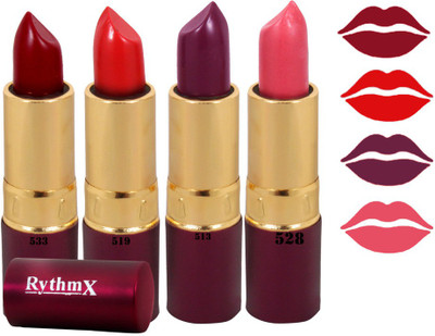 Rythmx Spark Color Mahroon,Red,Purple,Lite Pink Shades Lipstick Combo 9859(Red)