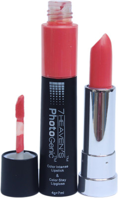 

7 Heaven's Color Intense Lipstick & Color Stay Lip Gloss(Coral Pink, 7 ml)